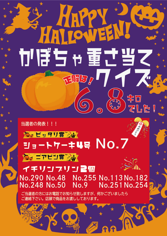 ハロウィンキャンペーン結果発表！！